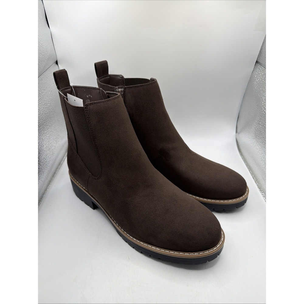 KENSIE Women's KAYLA Suede Boot Size 9 Brown Side Zip Chelsea Bootie - Picture 3 of 9
